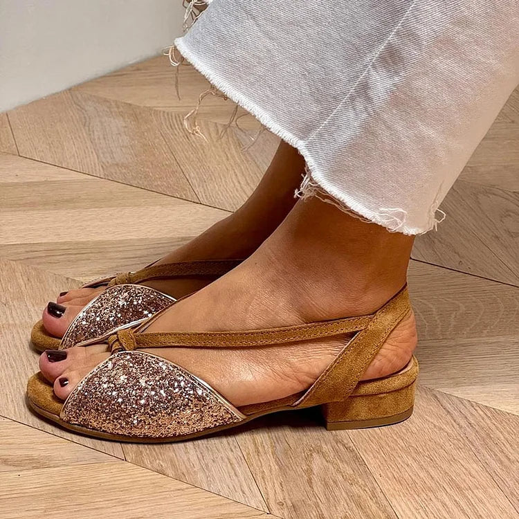 MARTINA | Glittering sandals with a low sole for an elegant and comfortable style