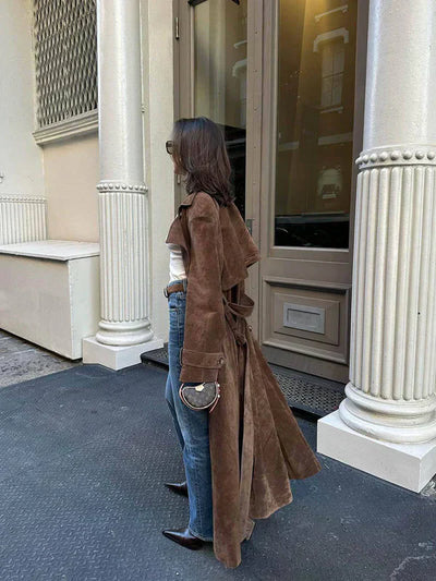 Suzanne| Classic Suede Trench Coat.
